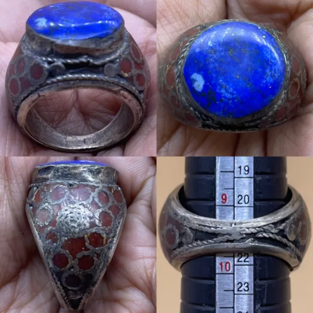 Old Silver Unique Antique near Eastern old Lapis lazuli Stone Lovely Ring