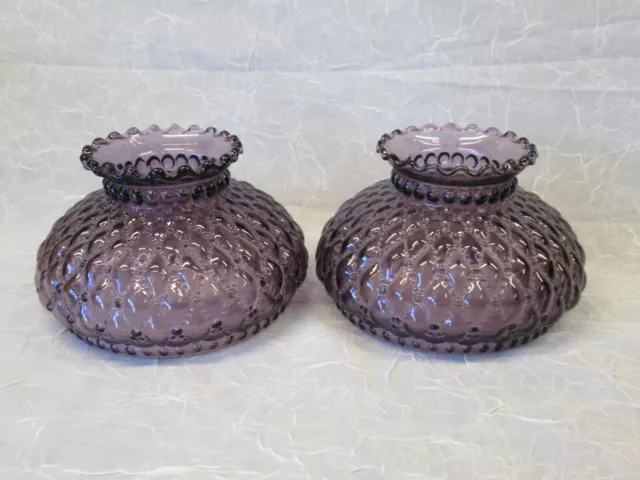 Pair 2 LIGHT AMETHYST PURPLE Glass Lamp Shades Globes 5 1/8" fit Diamond Quilt