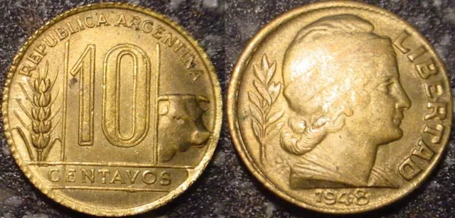 Hi Grade Bu 1948 10 Centavos Argentina**Superb  Details**