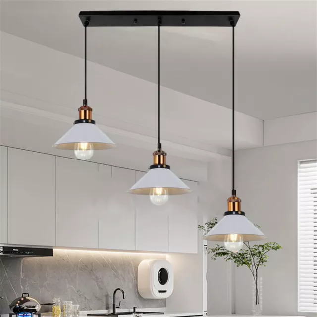 3 Way E27 Vintage Industrial Ceiling Pendant Lights Hanging Retro Lamp Shade UK