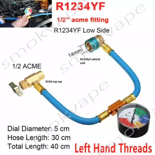 R1234YF, 1234yf, R-1234yf, YF, Charging Hose With R134A Can Tap Gauge #3610