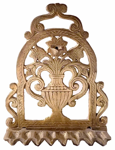 Antique Heavy Brass Art Nouveau Amphora Vase & Floral Chanukah Menorah