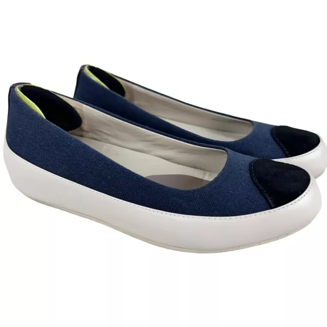 FITFLOP Slip On Shoes Size US 6 EU 37 Superskate Loafer Wedge Blue Denim