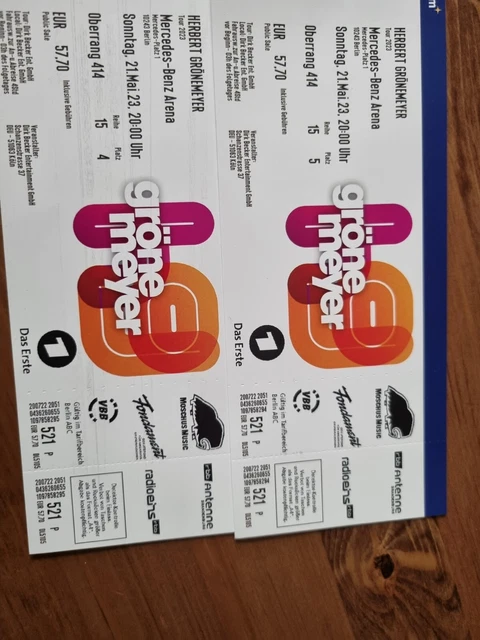 2 x Tickets Herbert Grönemeyer Berlin 21.05.2023 Mercedes-Benz Arena