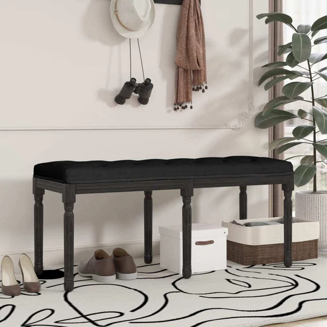 Vidaxl Panca Nera 110x40x49 cm in Velluto