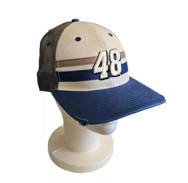 Nascar 48 Trucker Mesh Hat Cap 3 Stripes Jimmie Johnson Hendrick Motorsports NWT