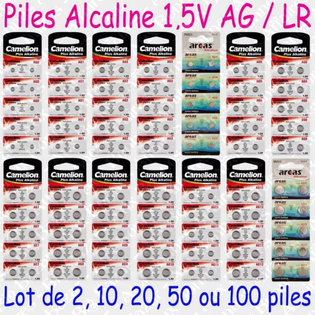 Piles boutons Alcaline Camelion 1,5V AG0 AG1 AG2 AG3 AG4 AG5 AG6 AG7 AG8 … AG13