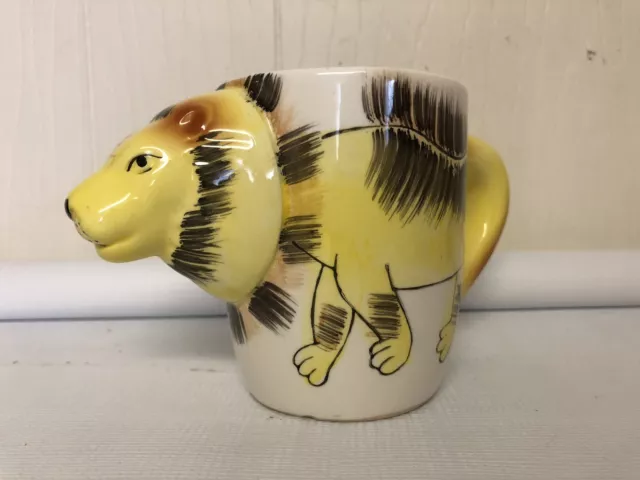 Vintage Lion Ceramic Mug Cup 3D Coffee Cute Child Painted Animal Roar Zoo Liquid