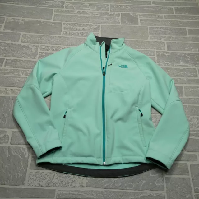 North Face Softshell Jacket Womens Size Large Mint Green Full Zip Mock Neck