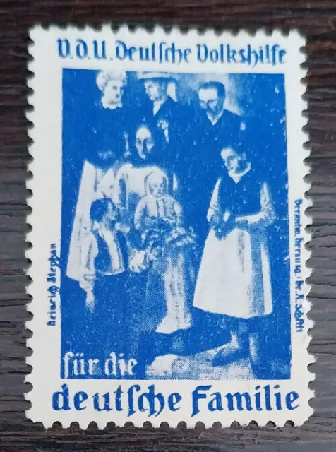 Germany WWI or WWII Charity Poster stamp Reklamemarke For family Children hat