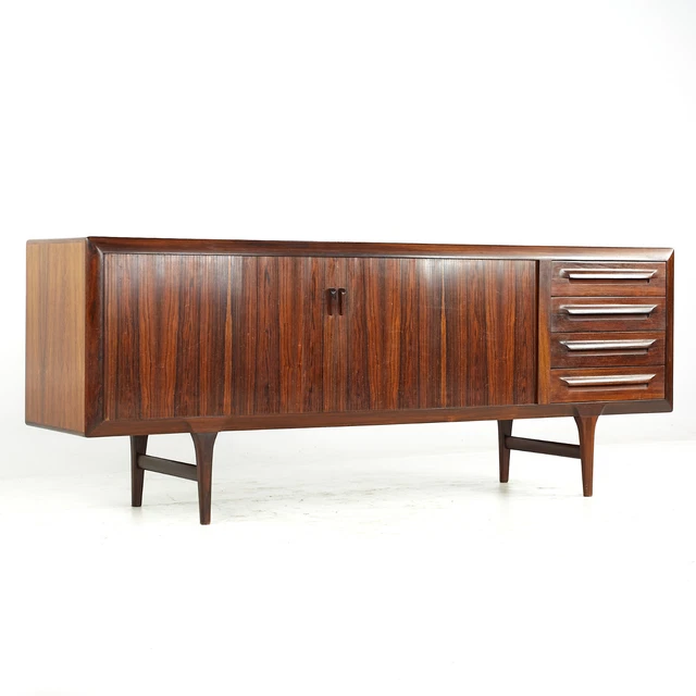 Kofod Larsen Mid Century Rosewood Tambour Door Sideboard