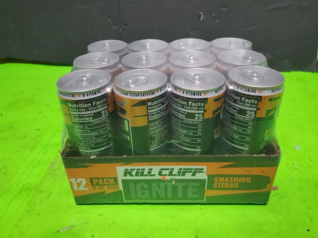 PAQUETE DE 12 KILL CLIFF Ignite bebida energética limpia aplastando cítricos