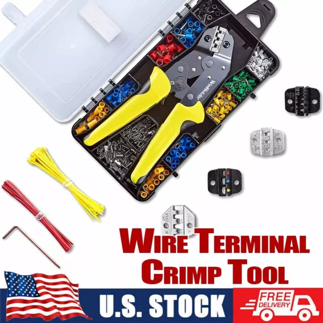 KF CPTEC Square Crimping Tool for End-Sleeves Ferrules Wire Ends Terminals,  AWG 30-5 Ratchet Crimper Tool, Ferrule Crimping Tool, Self-Adjusting
