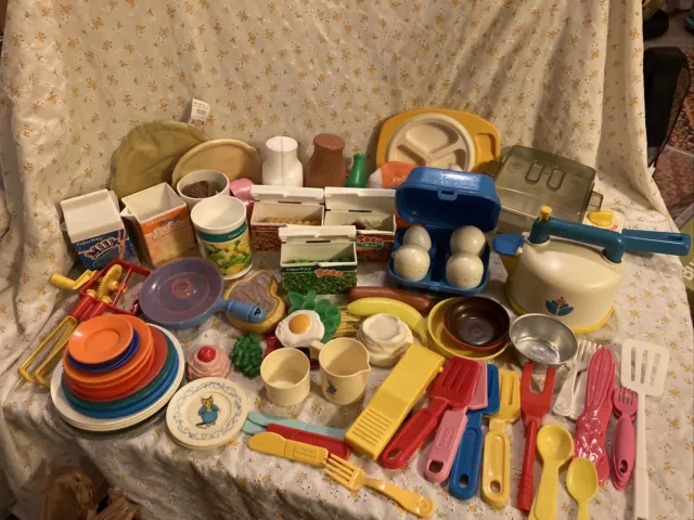 Fisher Price Fun with Food Play Kitchen Pretend Play Huge Lot of Vintage 80s 90s