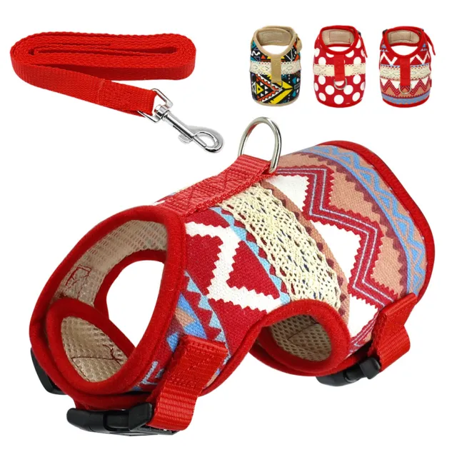 Soft Pet Dog Harness and Leash Mesh Padded Small Puppy Cat Walking Vest Yorkie