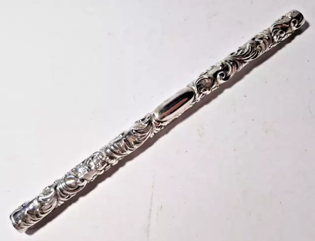 SOLID SILVER COMB HOLDER MOUNT EMBOSSED FLOWERS & ACANTHUS Edmund Bennett 1904