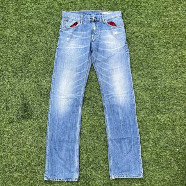 Jeans da uomo Tommy Hilfiger Ryder cerniera W36 L36 36 lunghi blu chiaro bottoni