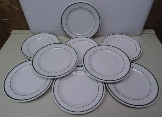 Lot of 9 Shenango /RimRol / Iroquois China Green Stripe Band Bread Butter Plates