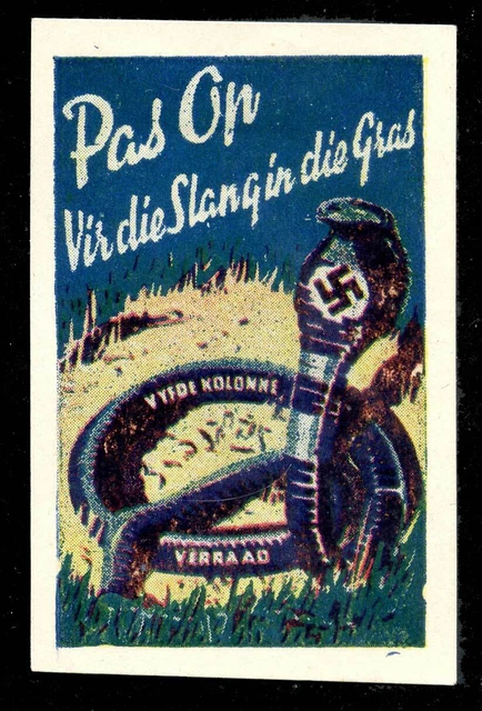 SOUTH AFRICA POSTER Stamp - WWI Anti-Nazi Propaganda - Snake in the