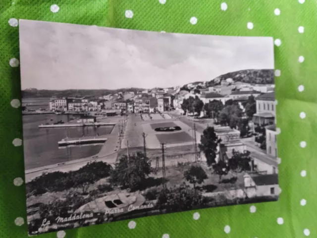 Cartolina La Maddalena piazza Comando 1958