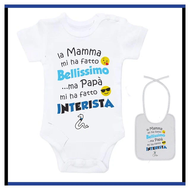 Body Neonato Inter Personalizzato Tutina Maglia Con Bavaglino Set Coordinato