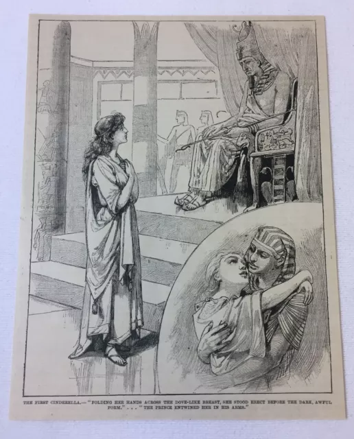1887 Rivista Incisione ~ Primo Cinderella Egiziano Faraone Con Contadino