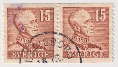 1939-1942 Sweden - King Gustaf V - Pair 15 Ore Stamps