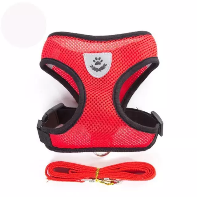 Dog Harness Puppy Pet Soft Adjustable Comfortable Breathable Vest with Clip Red