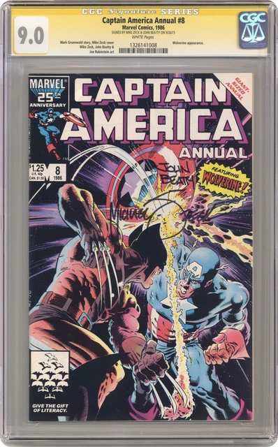 Captain America Annual #8 CGC 9.0 SS Zeck/Beatty 1986 1326141008