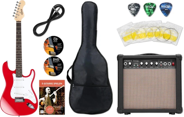 Shaman STX-100R E-Gitarre Starter Set ST 3 Single Coil Tremolo Zubehör Amp Rot