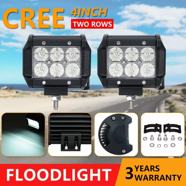 Pair 4inch 30W LED Work Light Bar Flood Beam Offroad Fog Driving Lamp ATV UTV 5"