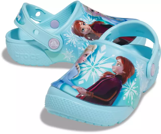 NEW CROCS Fun Lab Frozen II Disney Anna Elsa Blue Clog Shoes Junior 1 Kids J1