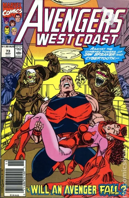 Avengers West Coast Australian Price Variant #73 VG 1991 Stock Image Low Grade