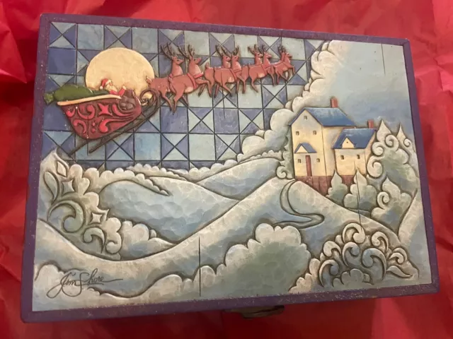 Jim Shore Heartwood Creek Santa’s Christmas Greeting Box 2007  8.5x6” Folk Art