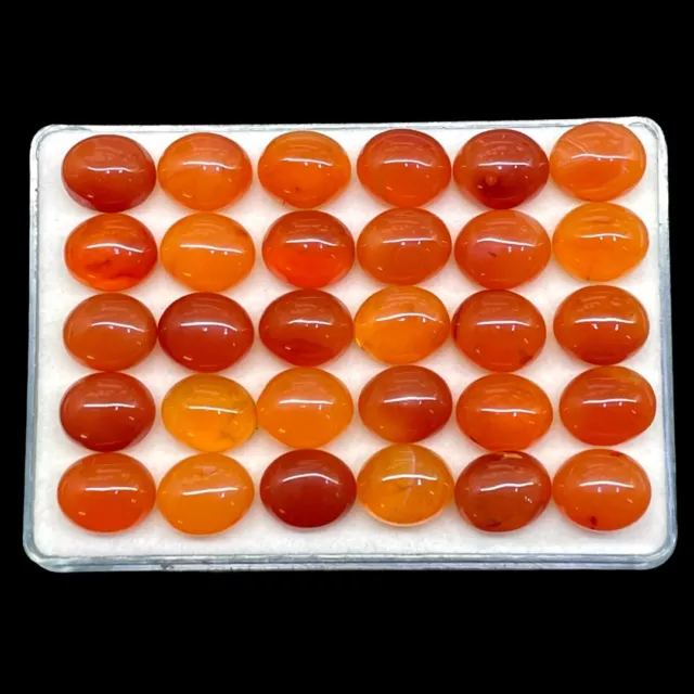 20 Pcs Natural Carnelian 12x10mm Oval Beautiful Orange Loose Cabochon Gemstones