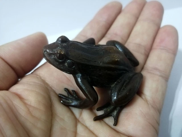 Handcrafted Vintage Red Copper Frog Figurine Statue Paperweight