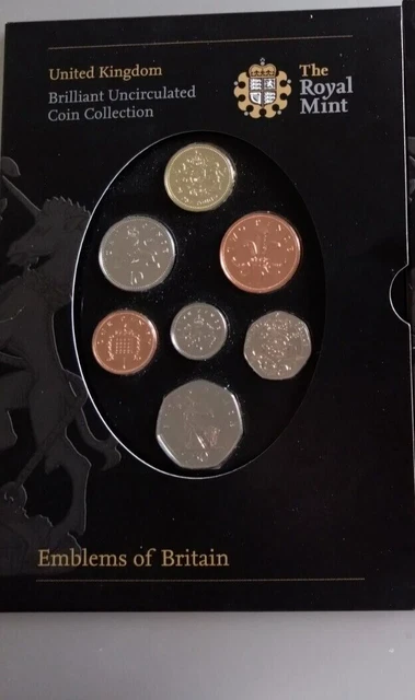 2008 ROYAL MINT UK B/UNC EMBLEMS OF BRITAIN 7 COIN SET - sealed pack