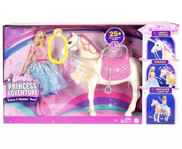 Barbie Princess Adventure, Cavallo e Barbie Giocattol.Interattivo con,Luci,suoni