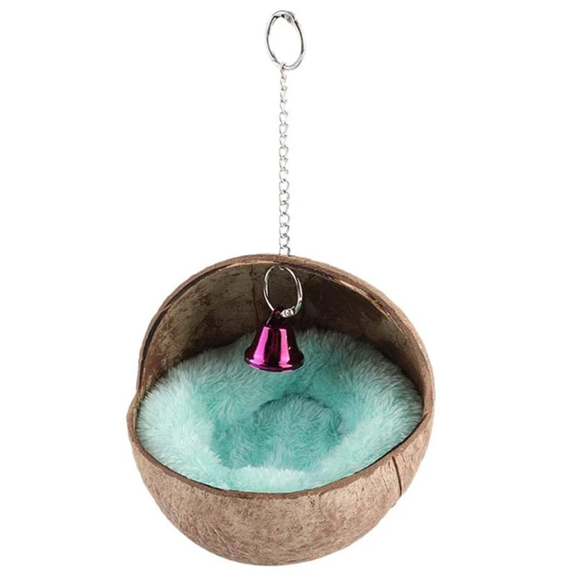 Cuenco de coco nido de pájaro cama doméstica con almohadilla caliente para loro periquito rata F8F3