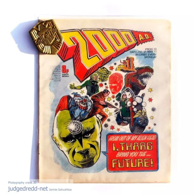 2000AD Prog 13 2nd Dan Dare Mekon Issue Comic Bag and Board 21 5 77 1977  UK ()