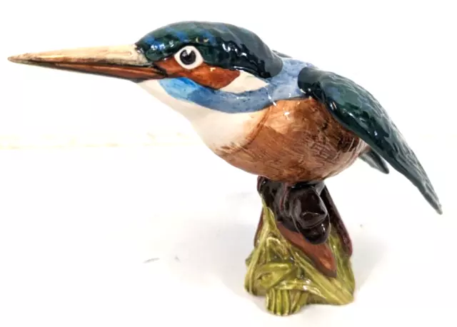 Beswick Pottery Hand Painted Kingfisher Perched Figurine - Model 2371