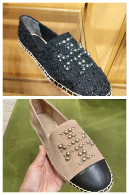 Tory Burch Pearl Logo Flat Espadrilles Shoes