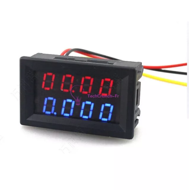 DC 0-200V 10A 4 Bit 5 Wires Voltmeter Ammeter Blue+Red LED Amp Dual Digital Volt