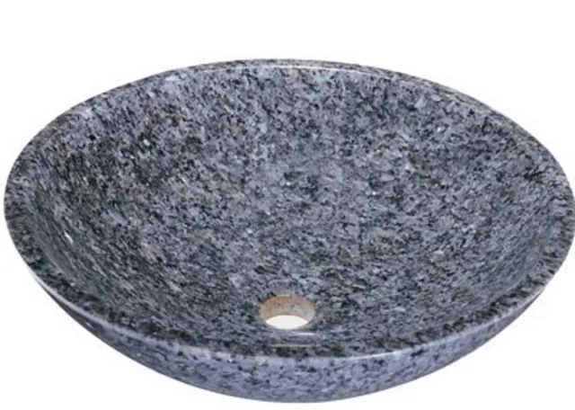 Madeli MSV-223 Navona Grey Round Natural Stone Vessel Sink Bathroom 17"
