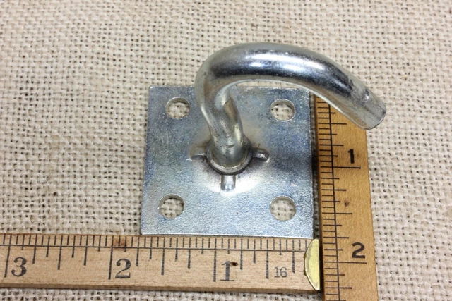 old Plant Hook Porch ceiling wash line plate mount hanger 1 3/4" vintage steel 3