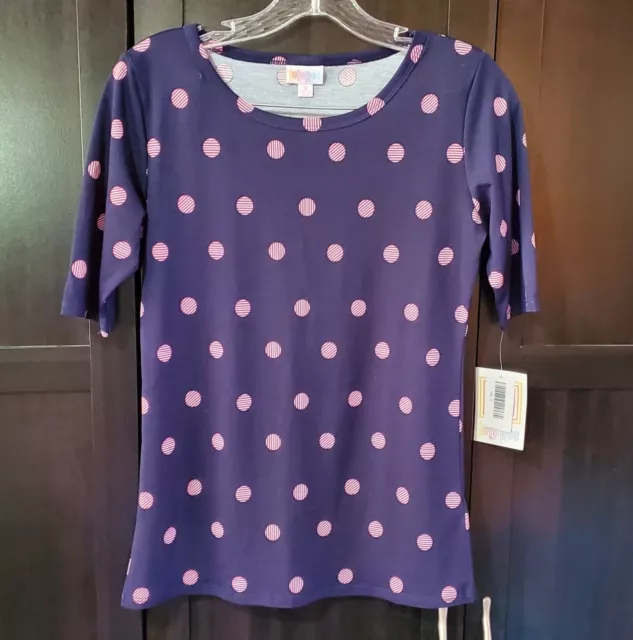 New Lularoe Gigi Womens Blouse Large Polka Dot Pink Size Small