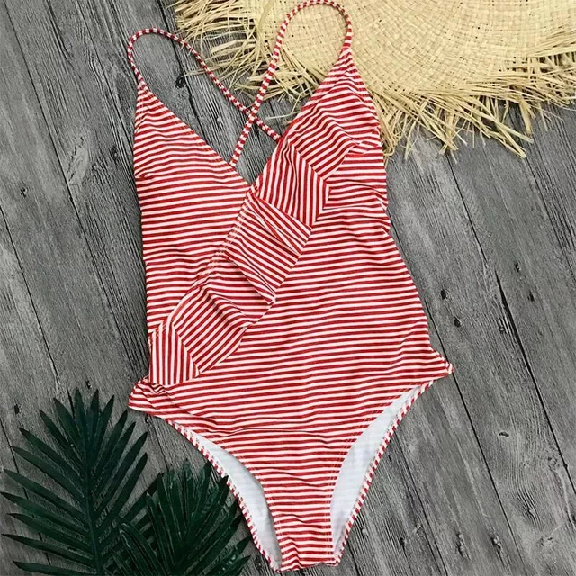 Maillot De Bain Une Pièce SHAPERIN Ventre Plat - Volants Sexy Et Soutien Amovible