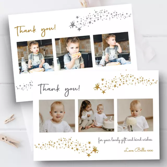 Personalised Photo Thank You Cards Baby Boy or Girl • Birthday • Christening x10