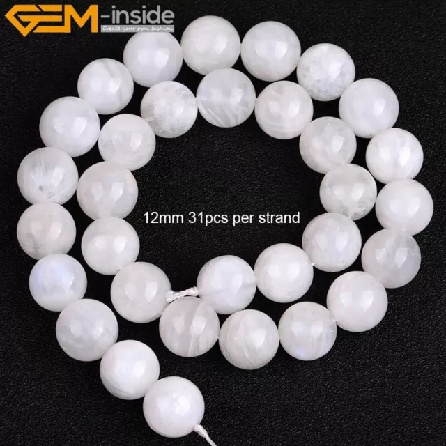 AAA Grade Natural Genuine Blue Rainbow Moonstone Gems Beads For Jewelry Making