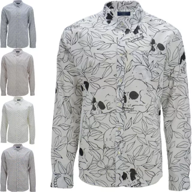 Mens Printed Shirts Long Sleeve Cotton Soft Casual Smart Brand New Tops S-2XL